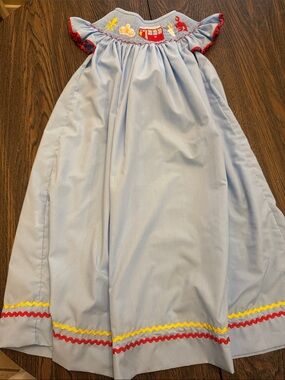 New Orleans inspired Bishop Light Blue Smocked Dress Train Car Sno Cone